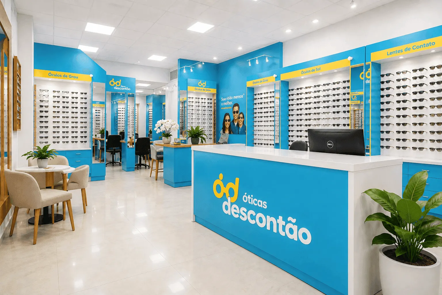 Interior da loja Óticas Descontão em Foz do Iguaçu